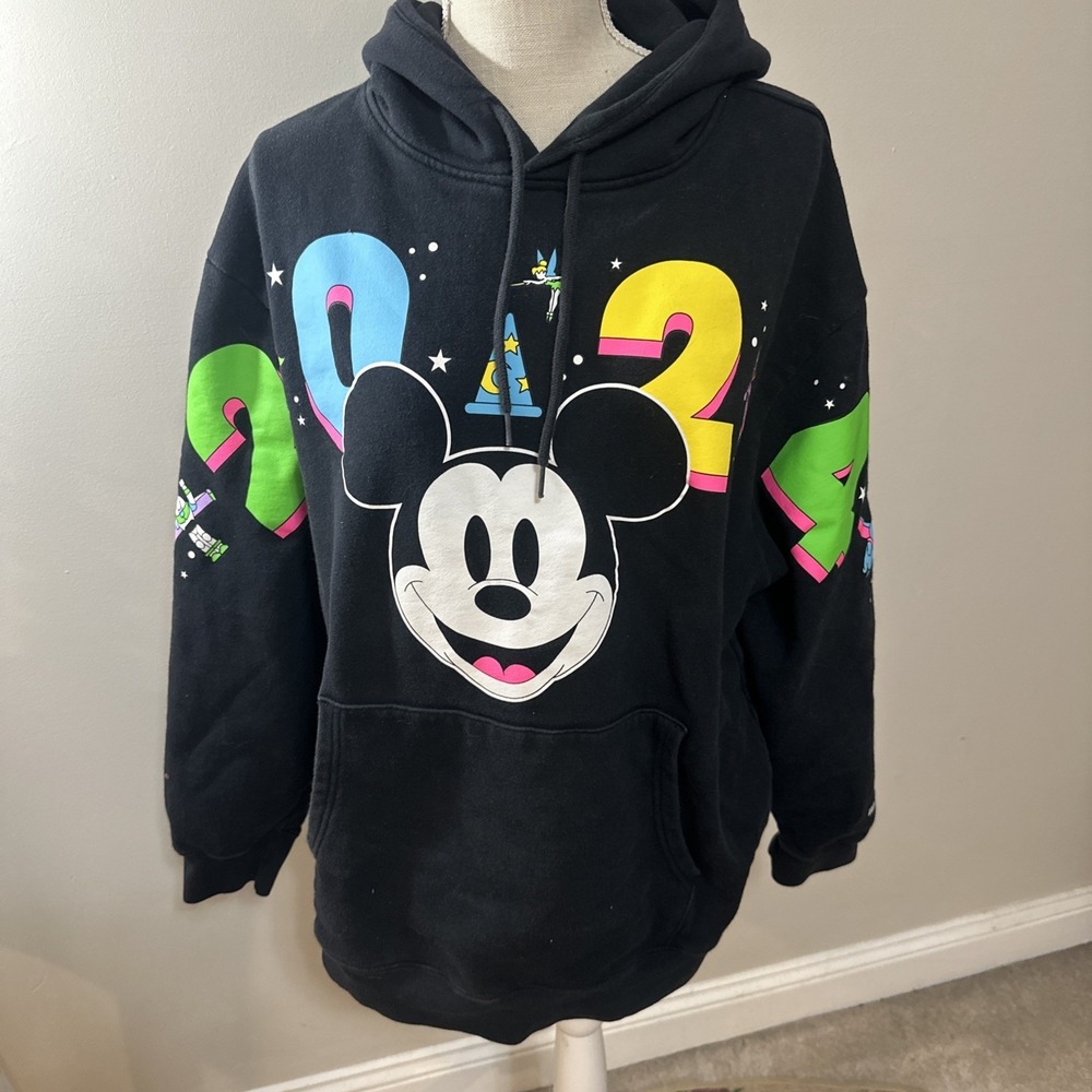 Disney World 2024 Mickey Mouse Hoodie Character Icons Figment 4 Parks Neon XL